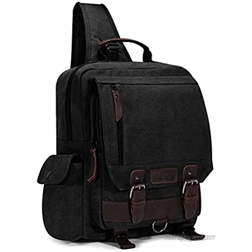 Plambag Canvas Sling Backpack  Large One Strap Travel Sport Crossbody Bag for Men Women