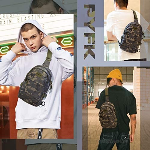 PYFK Camo Sling Backpack for Men Small Crossbody Shoulder Sling Bag Mini Backpack for Outdoor Traveling Hiking Cycling Gym