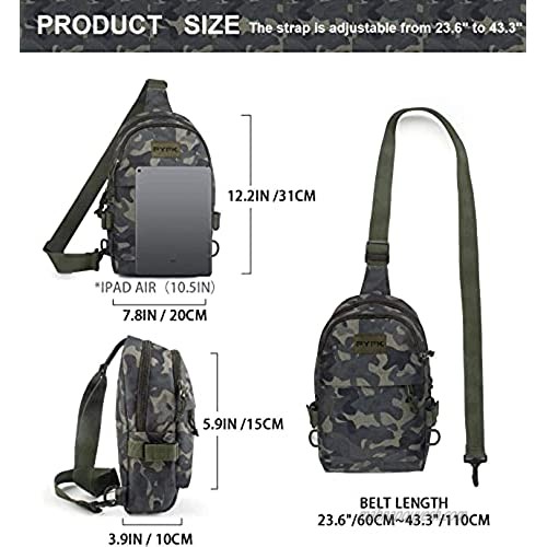 PYFK Camo Sling Backpack for Men Small Crossbody Shoulder Sling Bag Mini Backpack for Outdoor Traveling Hiking Cycling Gym
