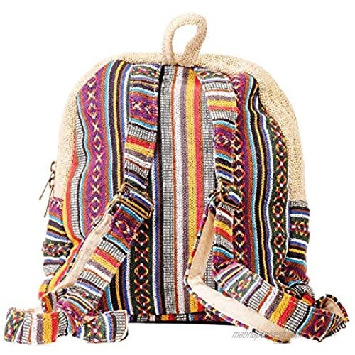 Smell Proof Hemp Mini Backpack - Premium Material Handmade in Nepal - Includes Dog Tested Odor Locking Velcro Bag (7x6 Inches) for Men and Women