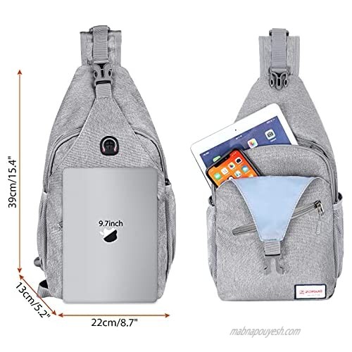 ZOMAKE Sling Bag for Women Men Small Sling Backpack Chest Crossbody Bag Daypack for Travel Day Trip