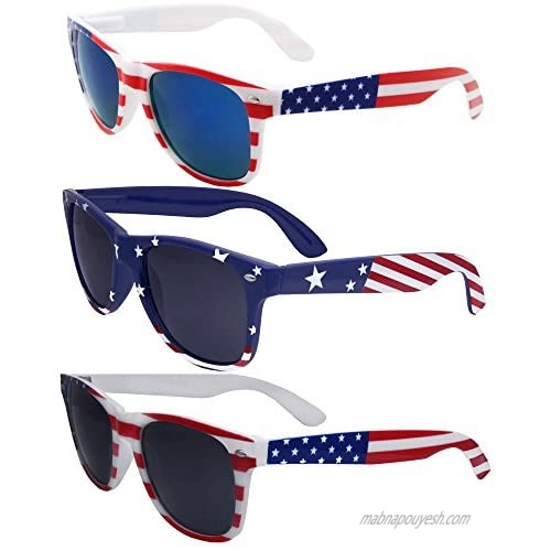 3 Pairs Team USA Bulk American Sunglasses Flag Classic Patriot