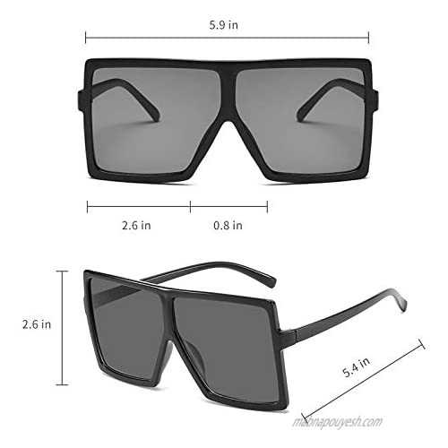 6 Pack Wholesale Square Oversized Sunglasses for Women Men Flat Top Fashion Big Shades