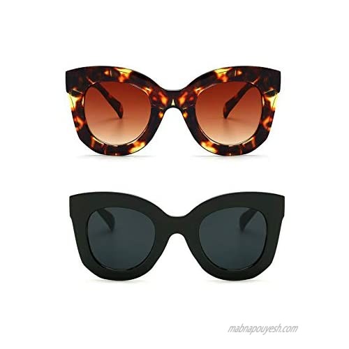 Butterfly Sunglasses Semi Cat Eye Glasses Plastic Frame Clear Gradient Lenses