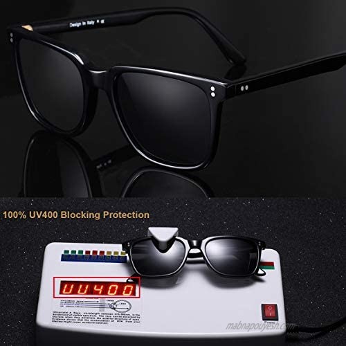 Carfia Chic Retro Polarized Sunglasses for Women & Men UV400 Protection Hand-Polished Acetate Frame CA5354