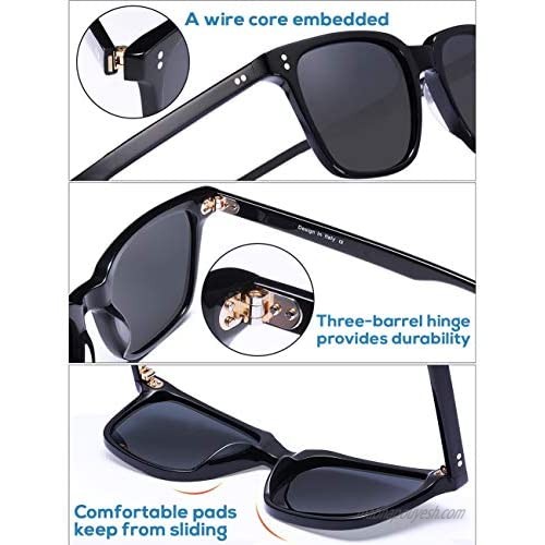 Carfia Chic Retro Polarized Sunglasses for Women & Men UV400 Protection Hand-Polished Acetate Frame CA5354