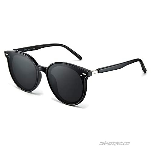 Cyxus Polarized Cateye Sunglasses for Women Men Retro Round Large Vintage UV Protection Oversized Shades
