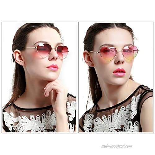 Dollger Heart Sunglasses Thin Metal Frame Lovely Heart Style for Women