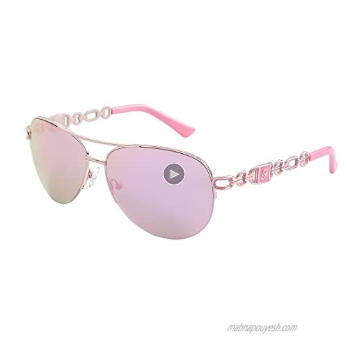 FONHCOO Aviator Sunglasses for Women Men Oversized Metal Frame UV400 Mirrored Sunglasses