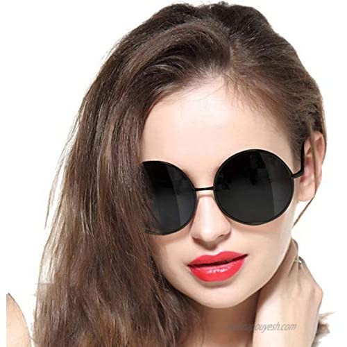 GEELOOK Oversized Round Circle Mirrored Hippie Hipster Sunglasses - Metal Frame