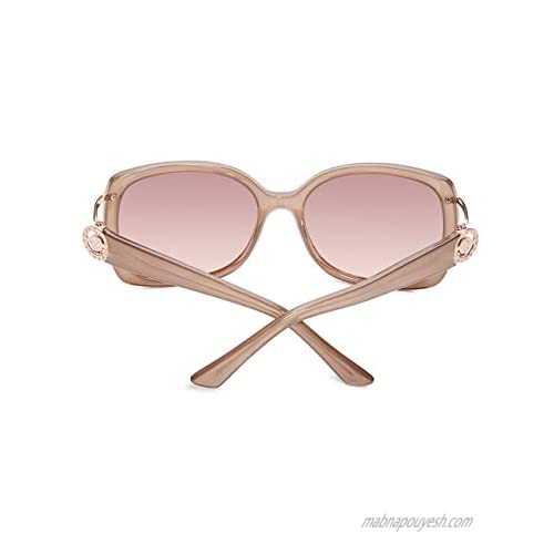 GUESS Womens GF6065 Shiny Milky Beige With Rose Gold/Brown To Pink Gradient Lens One Size