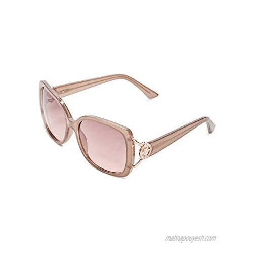 GUESS Womens GF6065 Shiny Milky Beige With Rose Gold/Brown To Pink Gradient Lens One Size