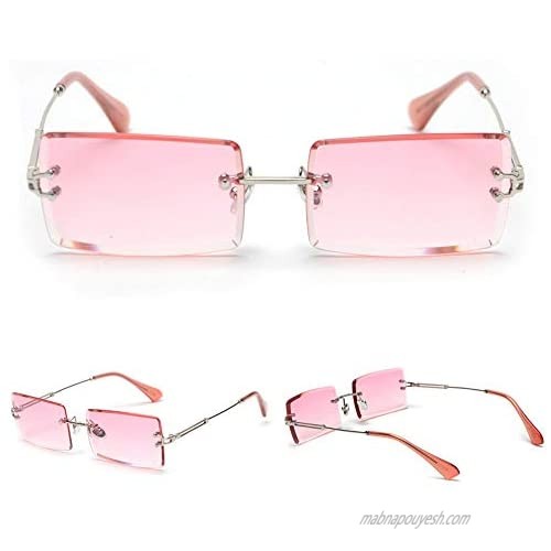 mincl/Fashion Small Rectangle Sunglasses Women Ultralight Candy Color Rimless Ocean Sun Glasses