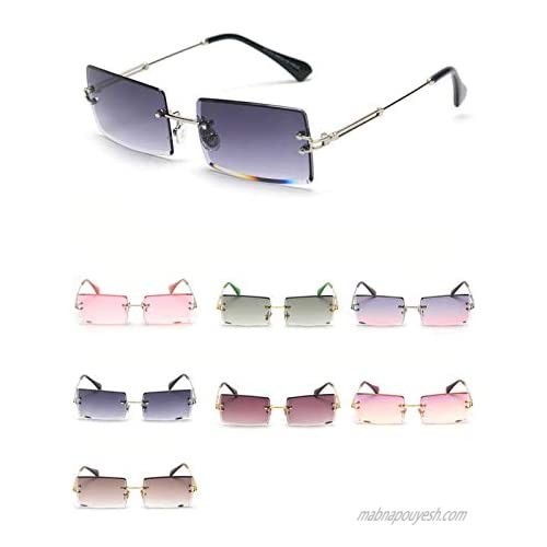 mincl/Fashion Small Rectangle Sunglasses Women Ultralight Candy Color Rimless Ocean Sun Glasses