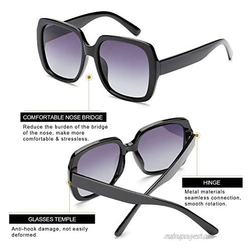 MuJaJa Oversized Square Suglasses for Women Polarized Fashion Vintage Classic Shades for Outdoor UV Protection