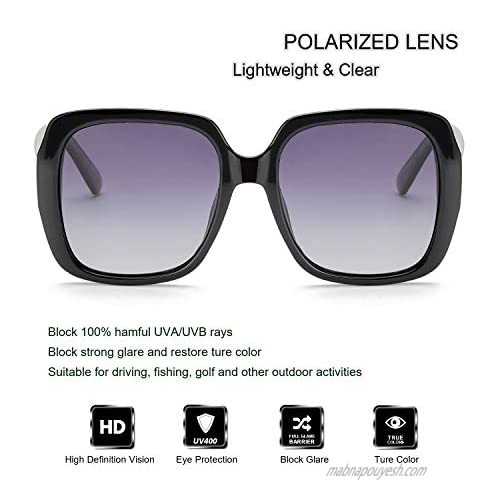 MuJaJa Oversized Square Suglasses for Women Polarized Fashion Vintage Classic Shades for Outdoor UV Protection