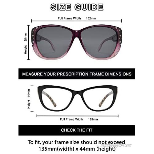 PZ - Polarized Women Sunglasses Wear to Cover Over Prescription Glasses UV Protection and HD Vision