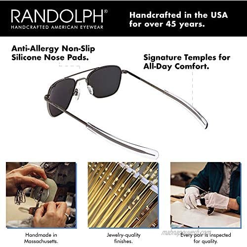 Randolph USA | Gunmetal Classic Aviator Sunglasses for Men or Women 100% UV
