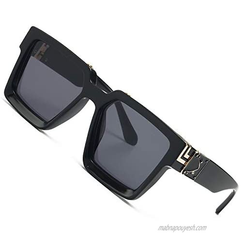 Retro Millionaire Sunglasses Square Metal Punk Rock Hip hop Glasses men women