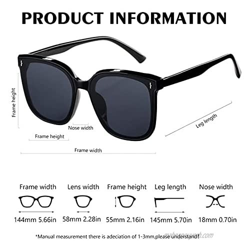 SCVGVER Trendy Oversized Sunglasses for Women Men Vintage Square Frame Shades with UV400 Protection Flat Lens