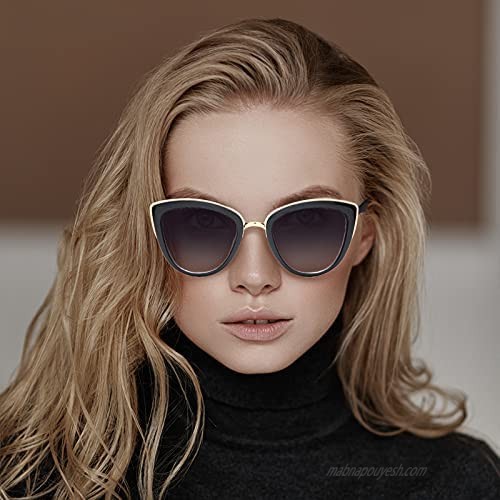 SKYWAY Retro Vintage Cat Eye Sunglasses for Women PC Metal Frame Classic Style UV Protection