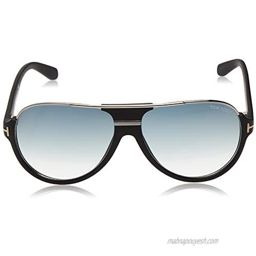 Tom Ford Men's Dimitry Aviator Sunglasses in Matte Black Gradient Blue FT0334 02W 59