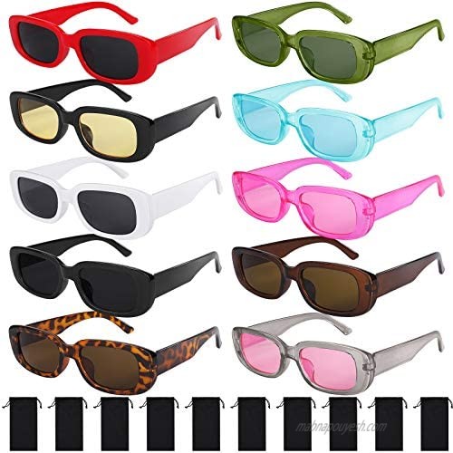 URATOT Small Rectangle Sunglasses Women Retro Glasses Vintage Square Eyewear Wide Frame Sunglasses with Storage Bag