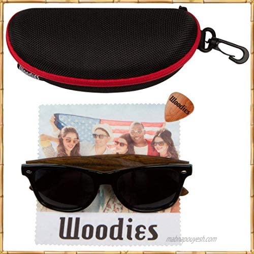WOODIES Three Polarized Sunglasses Bundle | Walnut Wood Ebony Wood and Bamboo Wood Sunglasses for Men and Women | Black Polarized Lenses and Real Wooden Frame | 100% UVA/UVB Ray Protection