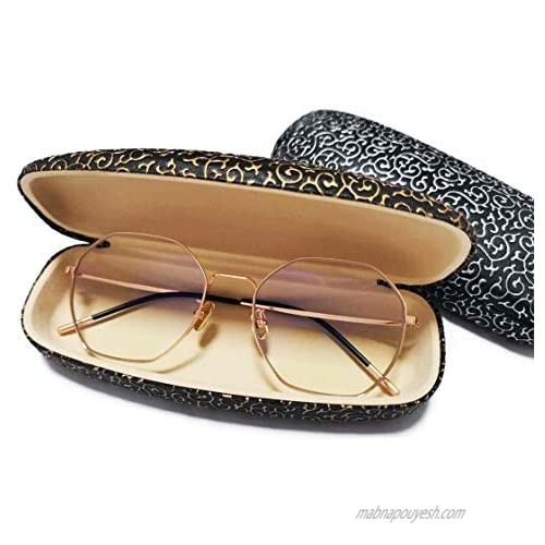 2 Pack Hard Shell Glasses Case for Women Men Retro Black Eyeglass Case Eyeglasses Protective Case