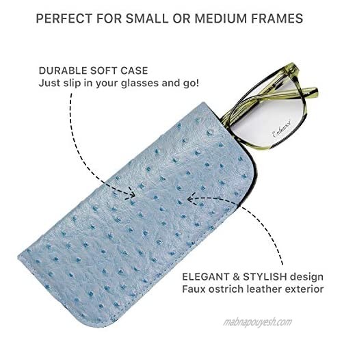 2 Pack Soft Slip In Eyeglass Case For Small To Medium Frames Reading Glasses Sunglasses Women & Men