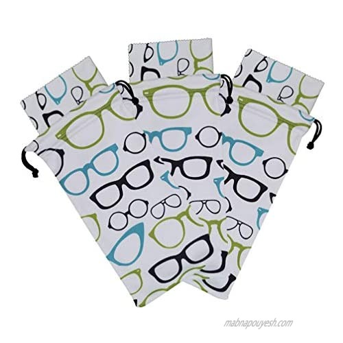 3 Pack Glasses Drawstring Soft Case With Glasses Cleaning Cloth For Women Men Medium To Large Glasses