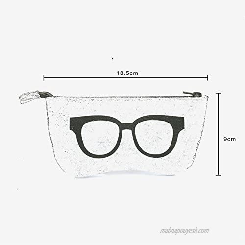 AKOAK 1 Pack Portable Soft Felt Glasses Bag Eyewear Pouch Zippered Case Holder Sunglasses Protector Box Makeup Pouch Purse Bag (Blue)