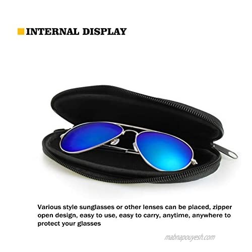 Babrukda Glasses Case Sunglasses Case Zipper Eyeglass Case with Belt Clip Soft