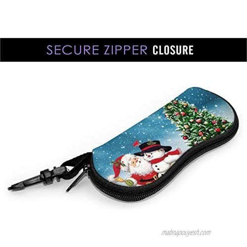 Christmas Sant Clause Eyeglasses Soft Case Snowman Christmas Tree Sunglasses Case Neoprene Eyewear Bag With Zippr Hook