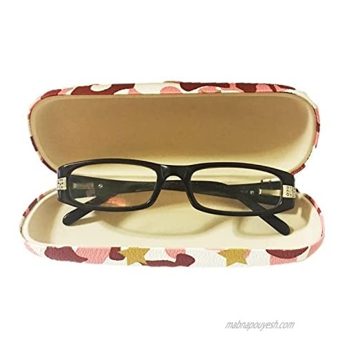 Clamshell Hard Shell Glasses Case - Durable Protective Holder for Eyeglasses Sunglasses & Reading Glasses (Pink Camo)