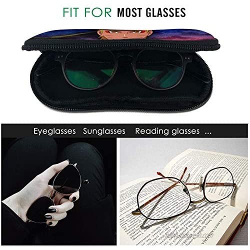 COCCKO Anime Eyeglass Case Unisex Sunglasses Soft Case Zipper Protective Case For Glasses With Belt Clip