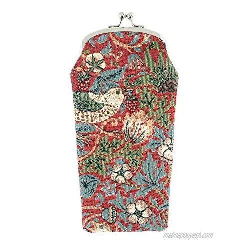 CTM Women's Floral and Bird Print Tapestry Glasses Case & Coin Purse Set