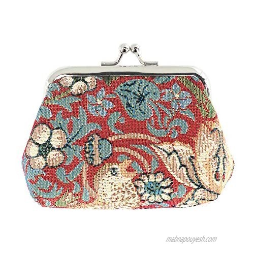 CTM Women's Floral and Bird Print Tapestry Glasses Case & Coin Purse Set