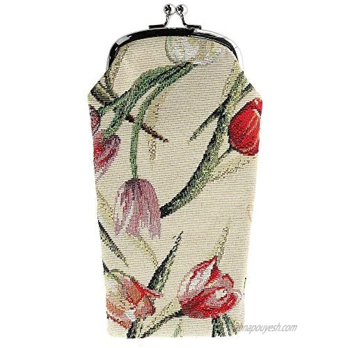 CTM Women's Tulip Print Tapestry Glasses Case