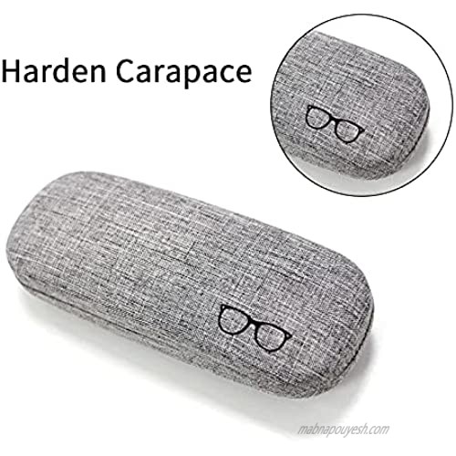 Eyeglass Case Hard Shell 6.4×2.4×1.5 Inch Eyeglasses Case with Glasses Cloth and Drawstring Bag Use for Keeping Your Eyeglasses Clean and Safe Gray