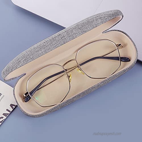 Eyeglass Case Hard Shell 6.4×2.4×1.5 Inch Eyeglasses Case with Glasses Cloth and Drawstring Bag Use for Keeping Your Eyeglasses Clean and Safe Gray