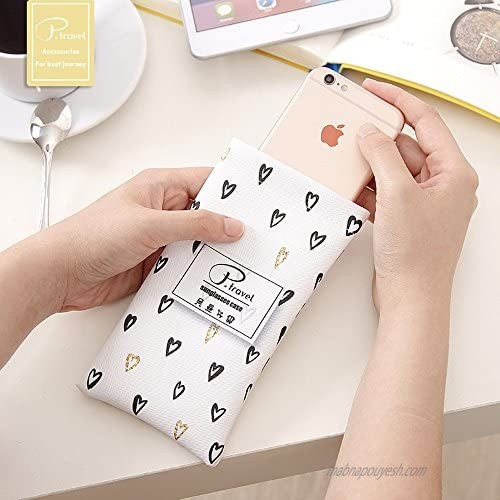 Eyeglass Case Sunglasses Pouch Squeeze Top Soft Holder for Glasses With Cleaning Cloth