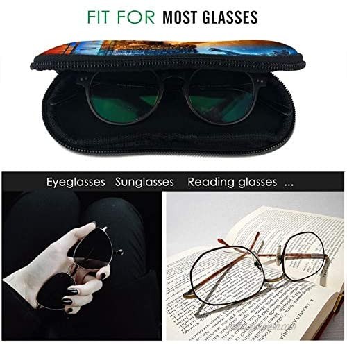 Godz-illa VS Ko-ng Glasses Case Neoprene Zipper Sunglasses Soft Case Ultra Light Eyeglass Case with Belt Clip