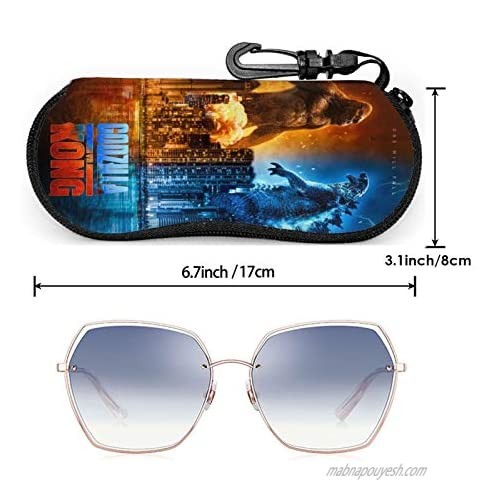 Godz-illa VS Ko-ng Glasses Case Neoprene Zipper Sunglasses Soft Case Ultra Light Eyeglass Case with Belt Clip
