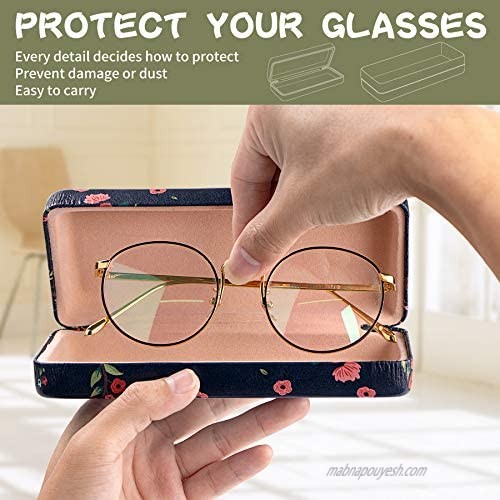 Hard Eyeglass Case & Soft Microfiber Eyeglass Pouch & Cleaning Cloth & Portable Tool