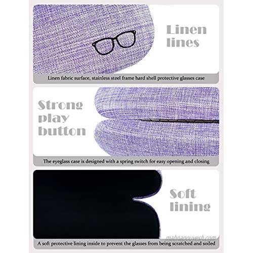 Hard Shell Glasses Case Linen Fabric Spectacle Case Box Eyeglass Protective Case