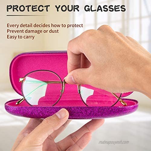 Hard Shell Shiny Glasses Cases Eyeglasses Sunglasses Case with Matching Cleaning Cloth
