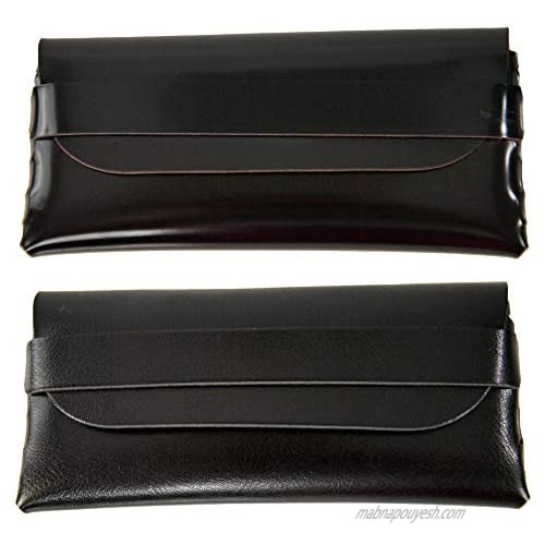 HOME- X Set of 2 Soft Fold-Over Eyeglass Cases  Reading Glasses Cases  Eyeglass Pouches  Set of 2  6 ¾" L x 3 ¼" W x 1" H  Black