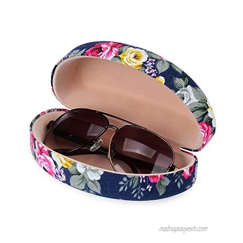 Oversized Hard Shell Sunglasses Case For Women Durable Protective Holder for Extra Large Reading Glasses With Clean Cloth