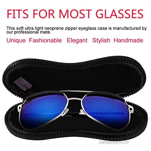 PG6 FF1 [2 Pcs] Sunglasses Soft Cases Ultra Light Portable Versatile Neoprene Zipper Eyeglass Cases